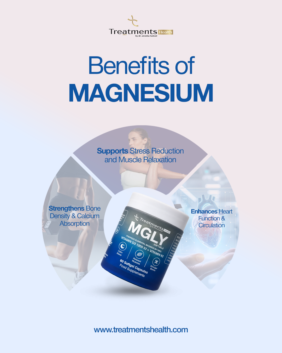 Pack of 2 MGLY - 60 Softgels of Premium Magnesium Glycinate with Vitamin D3 & Vitamin K2