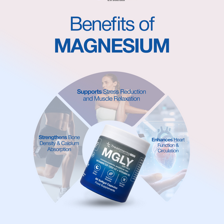 MGLY - 60 Softgels of Premium Magnesium Glycinate with Vitamin D3 & Vitamin K2