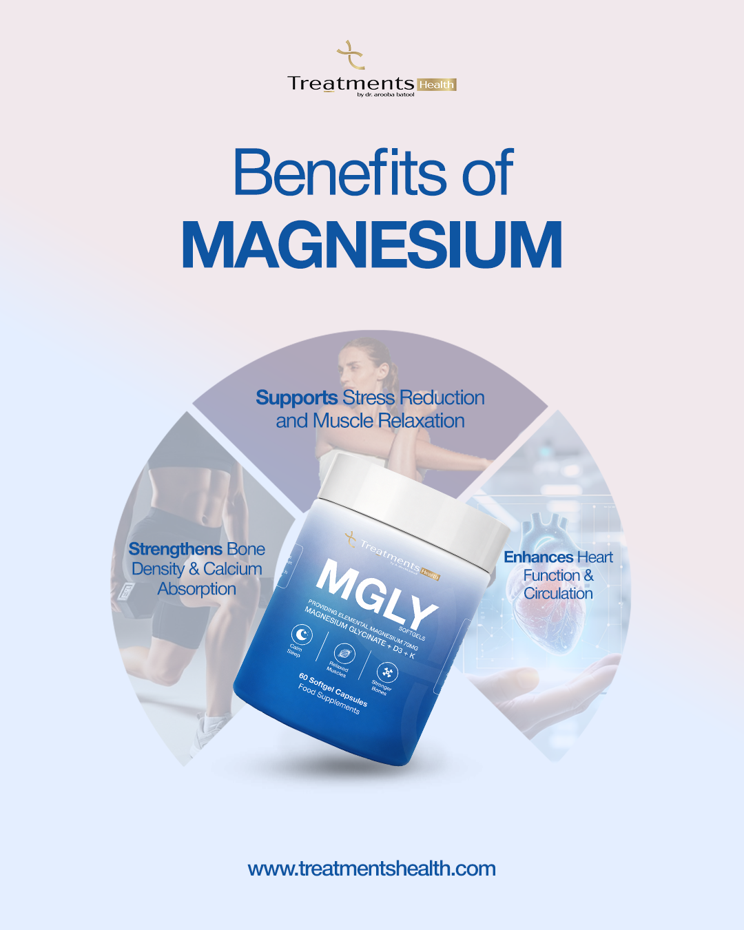 MGLY - 60 Soffgels of Premium Magnesium Glycinate with Vitamin D3 & Vitamin K2